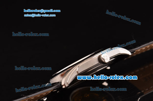 Patek Philippe Calatrava Swiss ETA 2824 Automatic Steel Case with Black Leather Strap Black Dial Stick Markers - Click Image to Close
